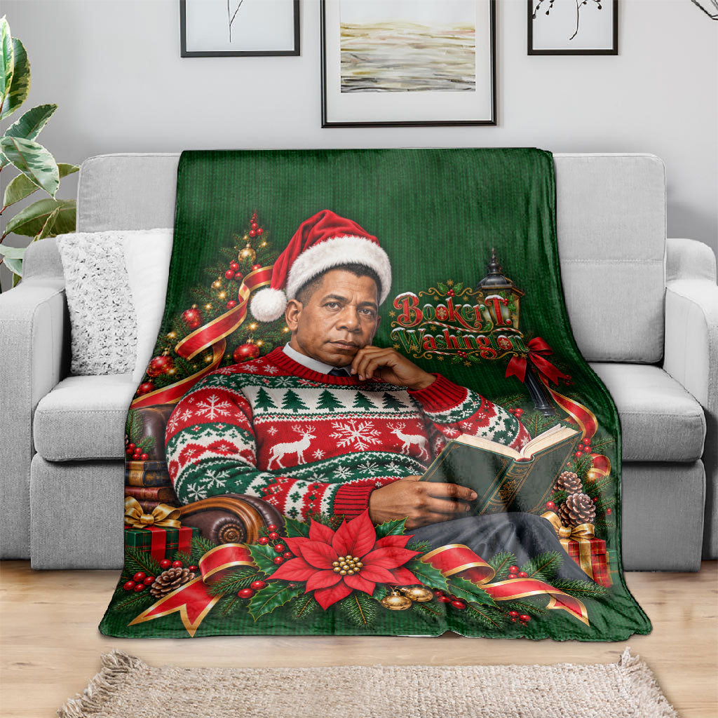 Booker T. Washington Christmas Blanket Ugly Christmas Pattern Vintage Holiday