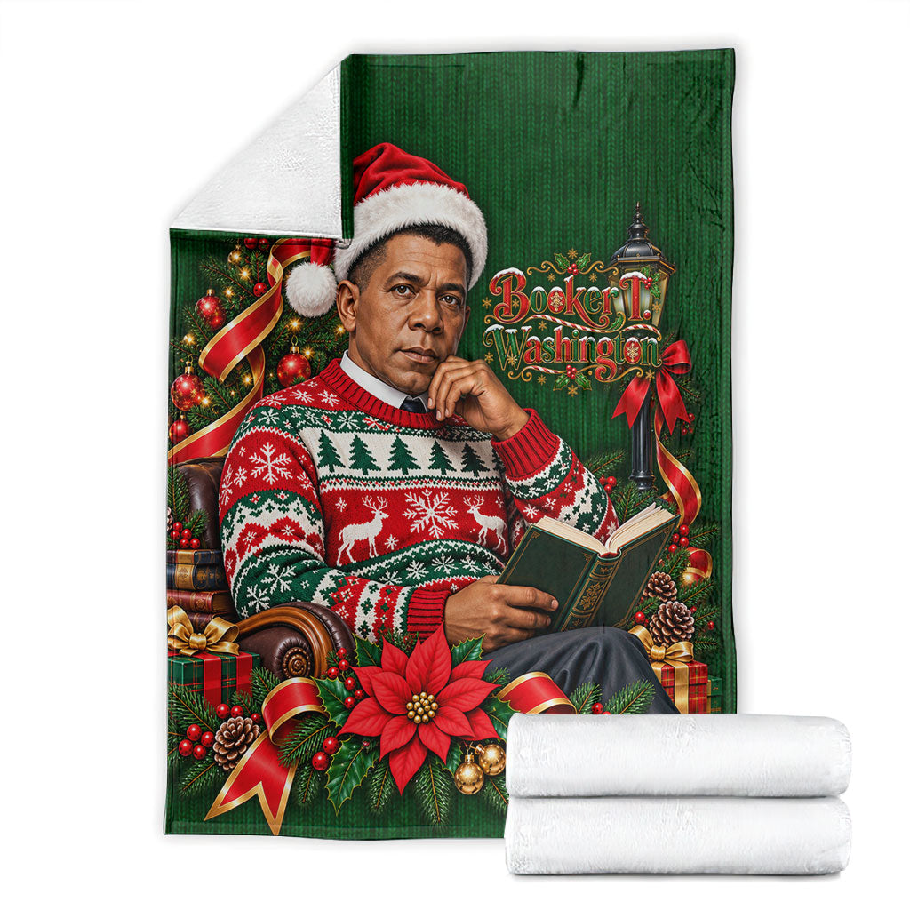 Booker T. Washington Christmas Blanket Ugly Christmas Pattern Vintage Holiday