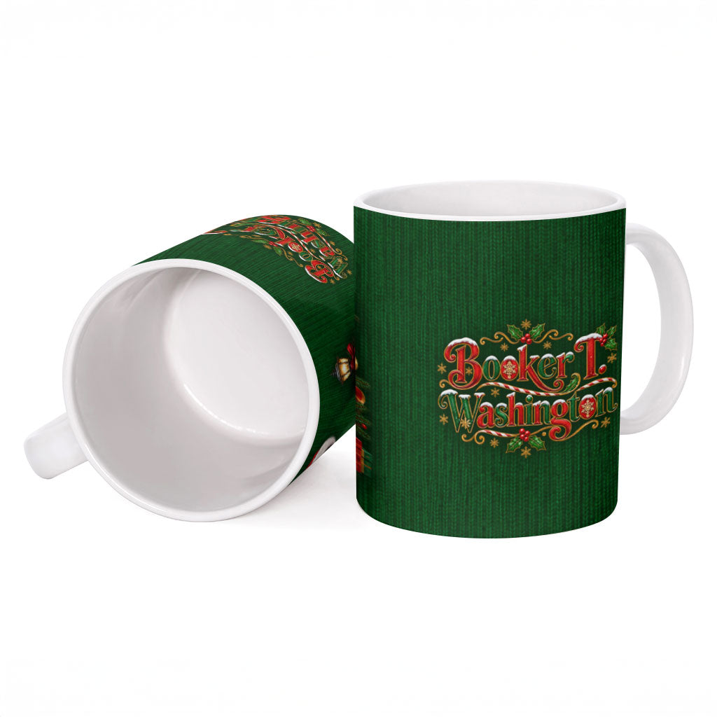 Booker T. Washington Christmas Ceramic Mug Ugly Christmas Pattern Vintage Holiday