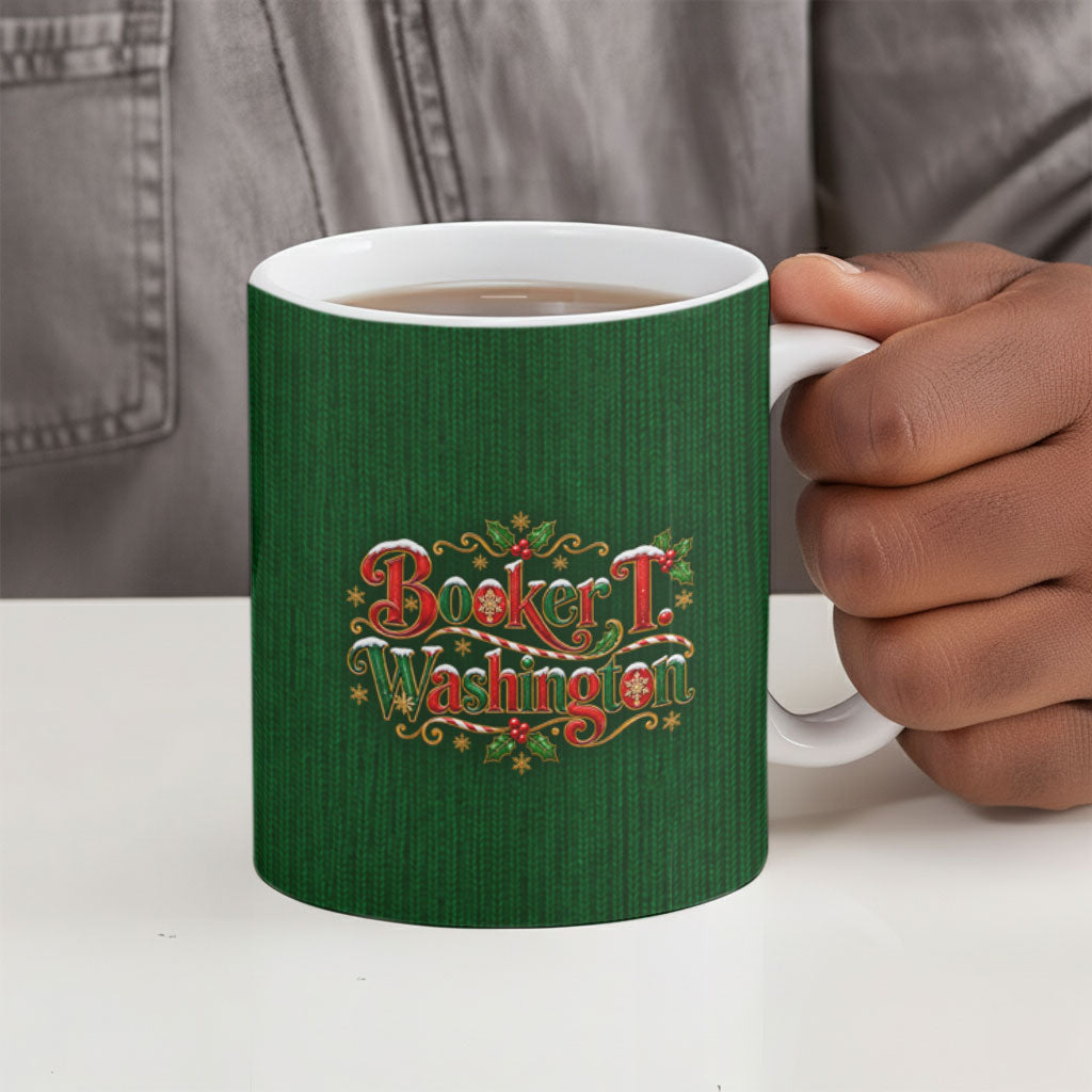 Booker T. Washington Christmas Ceramic Mug Ugly Christmas Pattern Vintage Holiday