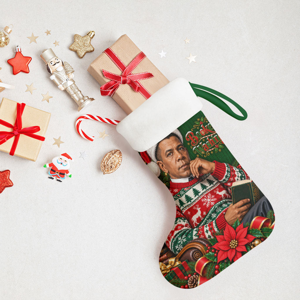 Booker T. Washington Christmas Stocking Ugly Christmas Pattern Vintage Holiday