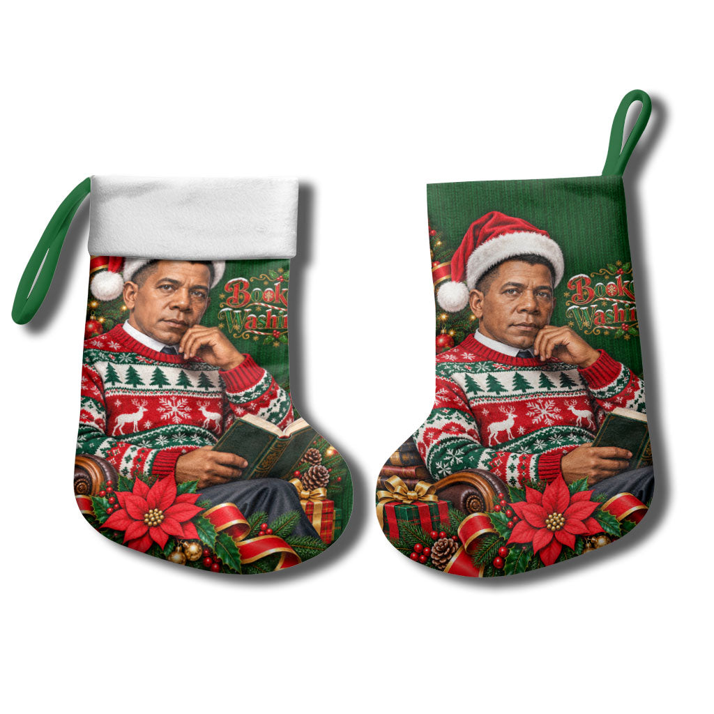 Booker T. Washington Christmas Stocking Ugly Christmas Pattern Vintage Holiday