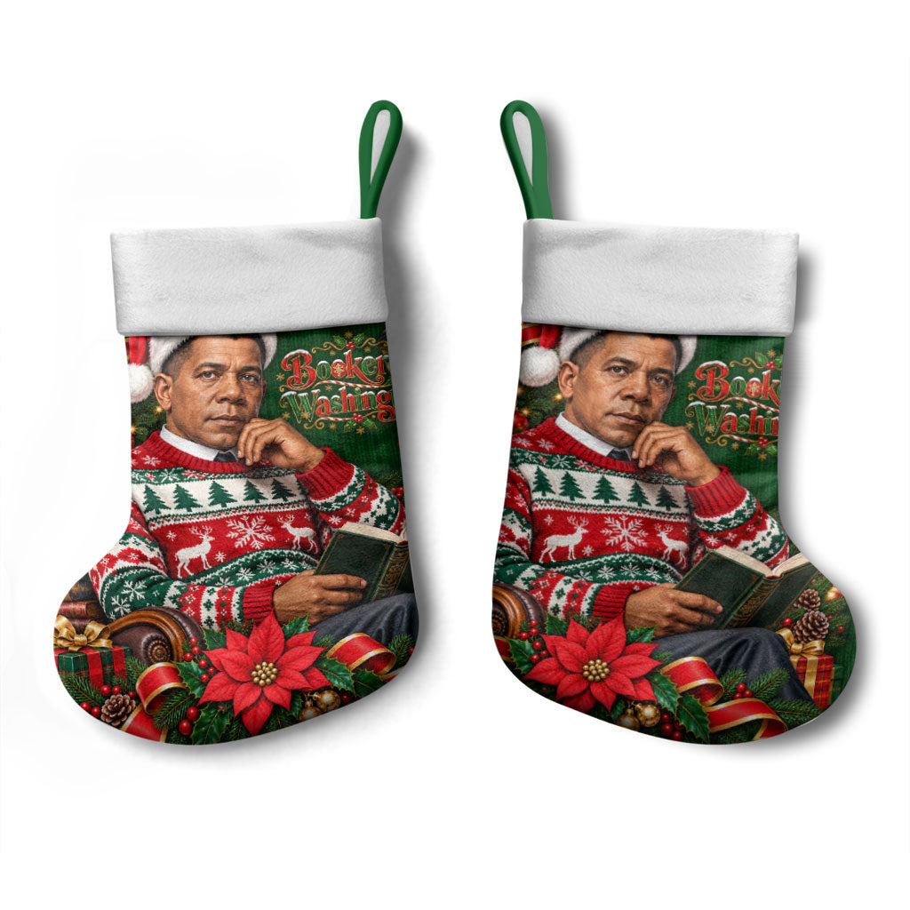 Booker T. Washington Christmas Stocking Ugly Christmas Pattern Vintage Holiday