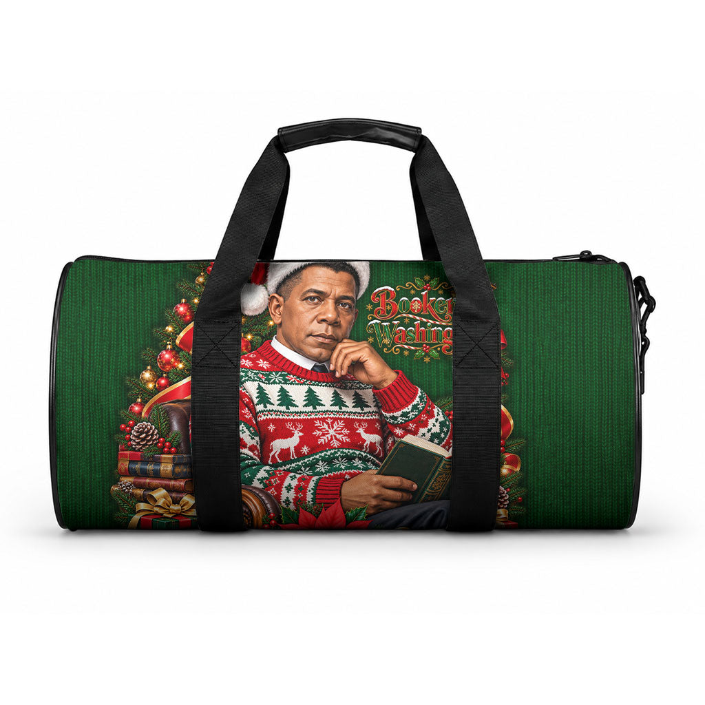 Booker T. Washington Christmas Duffle Bag Ugly Christmas Pattern Vintage Holiday