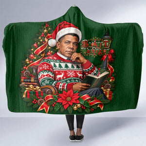 Booker T. Washington Christmas Hooded Blanket Ugly Christmas Pattern Vintage Holiday