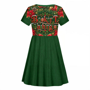 Booker T. Washington Christmas Kid Short Sleeve Dress Ugly Christmas Pattern Vintage Holiday