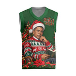 Booker T. Washington Christmas Knitted V-Neck Vest Ugly Christmas Pattern Vintage Holiday