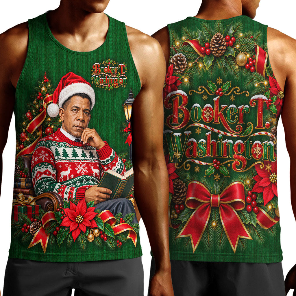Booker T. Washington Christmas Men Tank Top Ugly Christmas Pattern Vintage Holiday