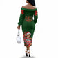 Booker T. Washington Christmas Off The Shoulder Long Sleeve Dress Ugly Christmas Pattern Vintage Holiday