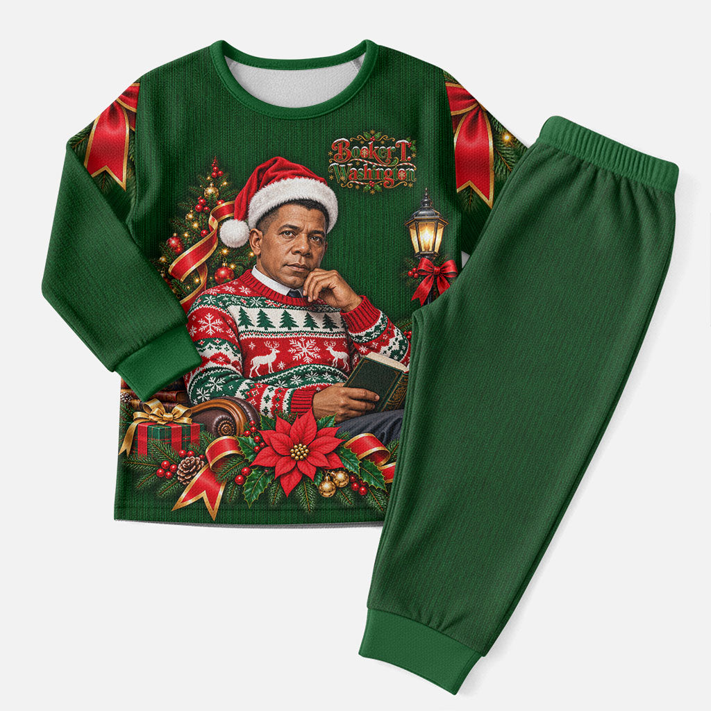 Booker T. Washington Christmas Pajama Set Ugly Christmas Pattern Vintage Holiday