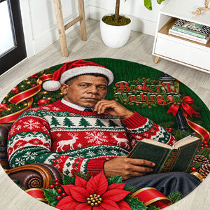 Booker T. Washington Christmas Round Carpet Ugly Christmas Pattern Vintage Holiday