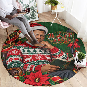 Booker T. Washington Christmas Round Carpet Ugly Christmas Pattern Vintage Holiday