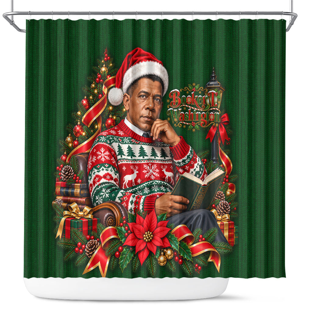 Booker T. Washington Christmas Shower Curtain Ugly Christmas Pattern Vintage Holiday