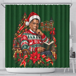 Booker T. Washington Christmas Shower Curtain Ugly Christmas Pattern Vintage Holiday