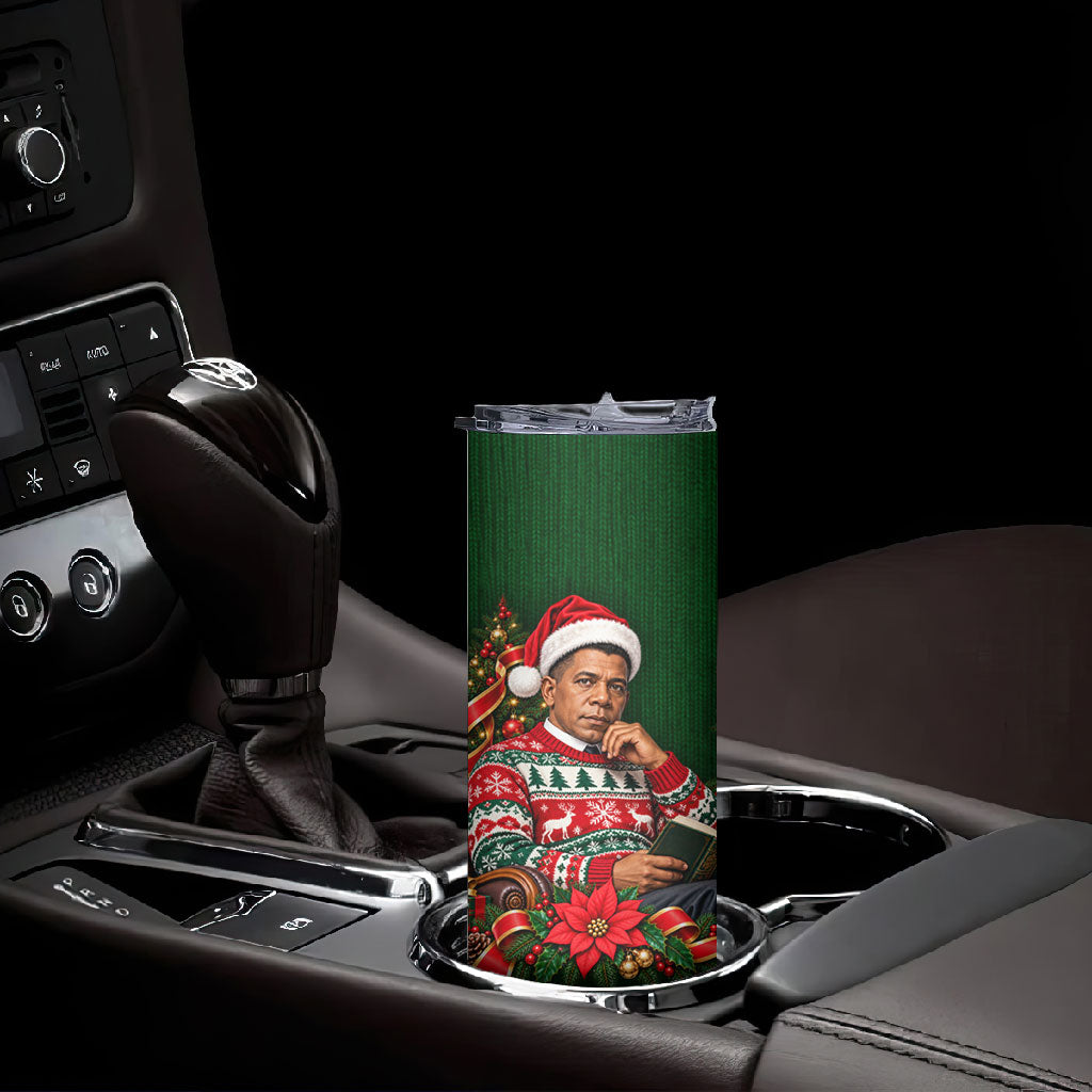 Booker T. Washington Christmas Skinny Tumbler Ugly Christmas Pattern Vintage Holiday