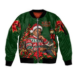 Booker T. Washington Christmas Sleeve Zip Bomber Jacket Ugly Christmas Pattern Vintage Holiday