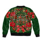 Booker T. Washington Christmas Sleeve Zip Bomber Jacket Ugly Christmas Pattern Vintage Holiday