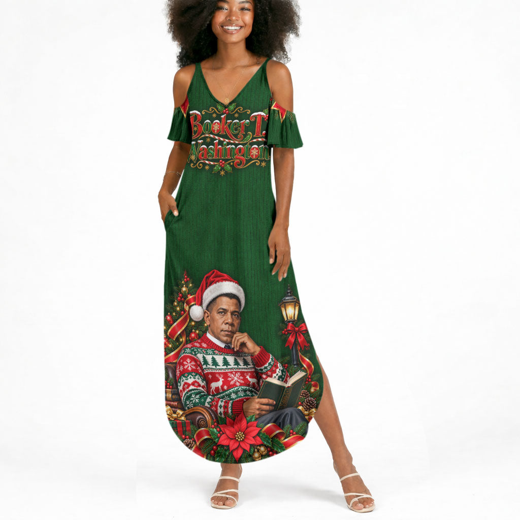 Booker T. Washington Christmas Summer Maxi Dress Ugly Christmas Pattern Vintage Holiday
