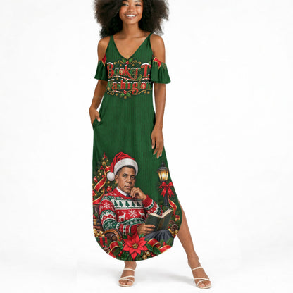 Booker T. Washington Christmas Summer Maxi Dress Ugly Christmas Pattern Vintage Holiday