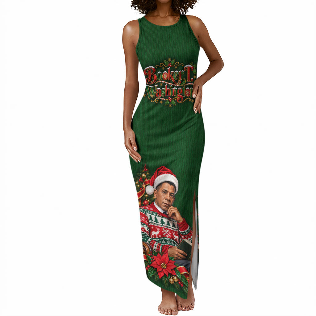 Booker T. Washington Christmas Tank Maxi Dress Ugly Christmas Pattern Vintage Holiday