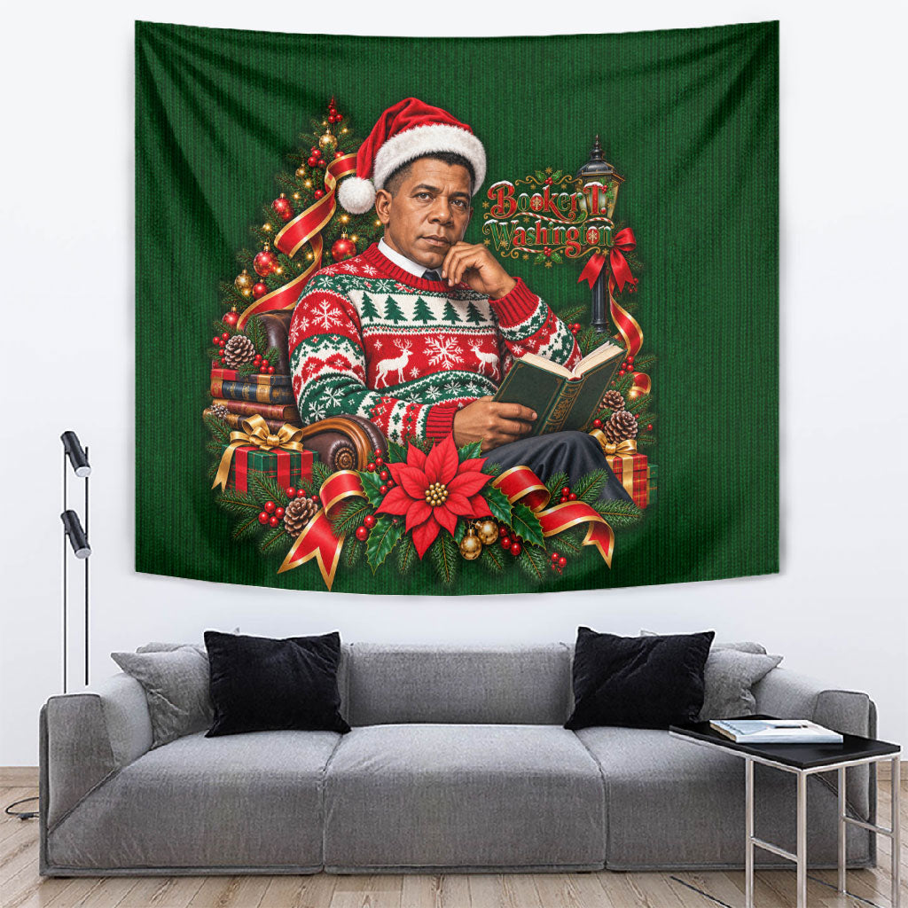 Booker T. Washington Christmas Tapestry Ugly Christmas Pattern Vintage Holiday