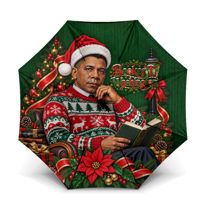 Booker T. Washington Christmas Umbrella Ugly Christmas Pattern Vintage Holiday