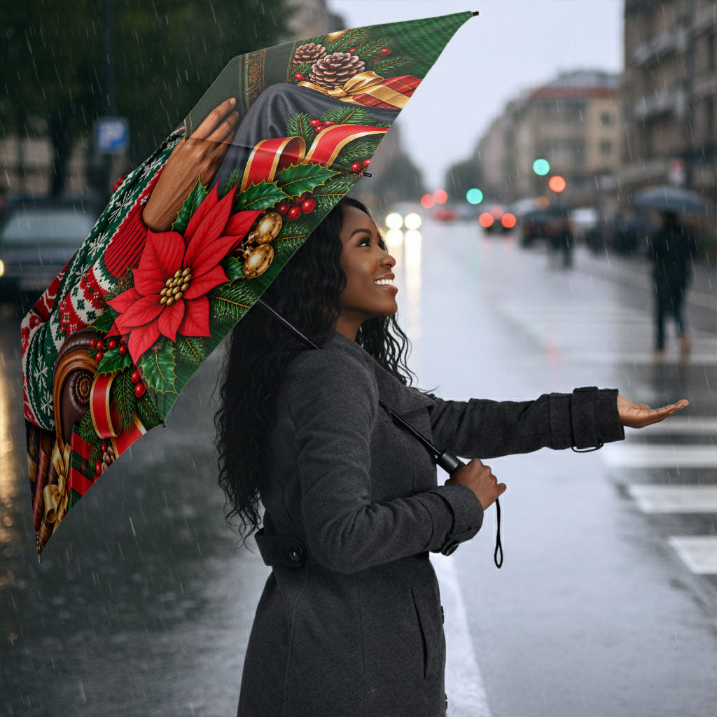 Booker T. Washington Christmas Umbrella Ugly Christmas Pattern Vintage Holiday