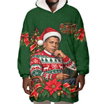 Booker T. Washington Christmas Wearable Blanket Hoodie Ugly Christmas Pattern Vintage Holiday