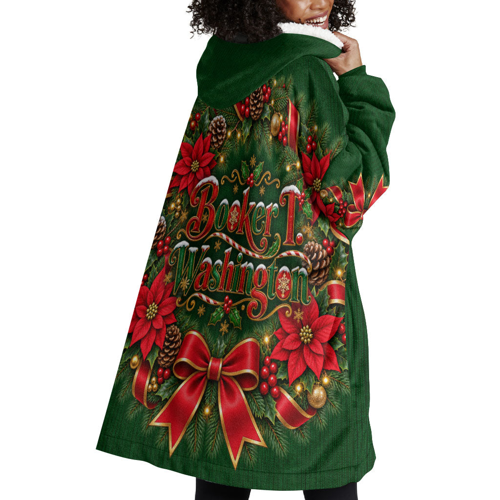 Booker T. Washington Christmas Wearable Blanket Hoodie Ugly Christmas Pattern Vintage Holiday