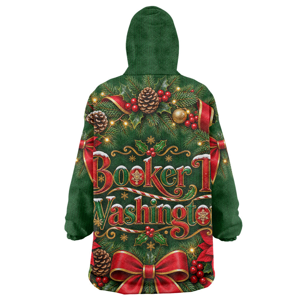 Booker T. Washington Christmas Wearable Blanket Hoodie Ugly Christmas Pattern Vintage Holiday