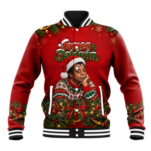 James Baldwin Christmas Baseball Jacket Ugly Christmas Pattern Vintage Holiday