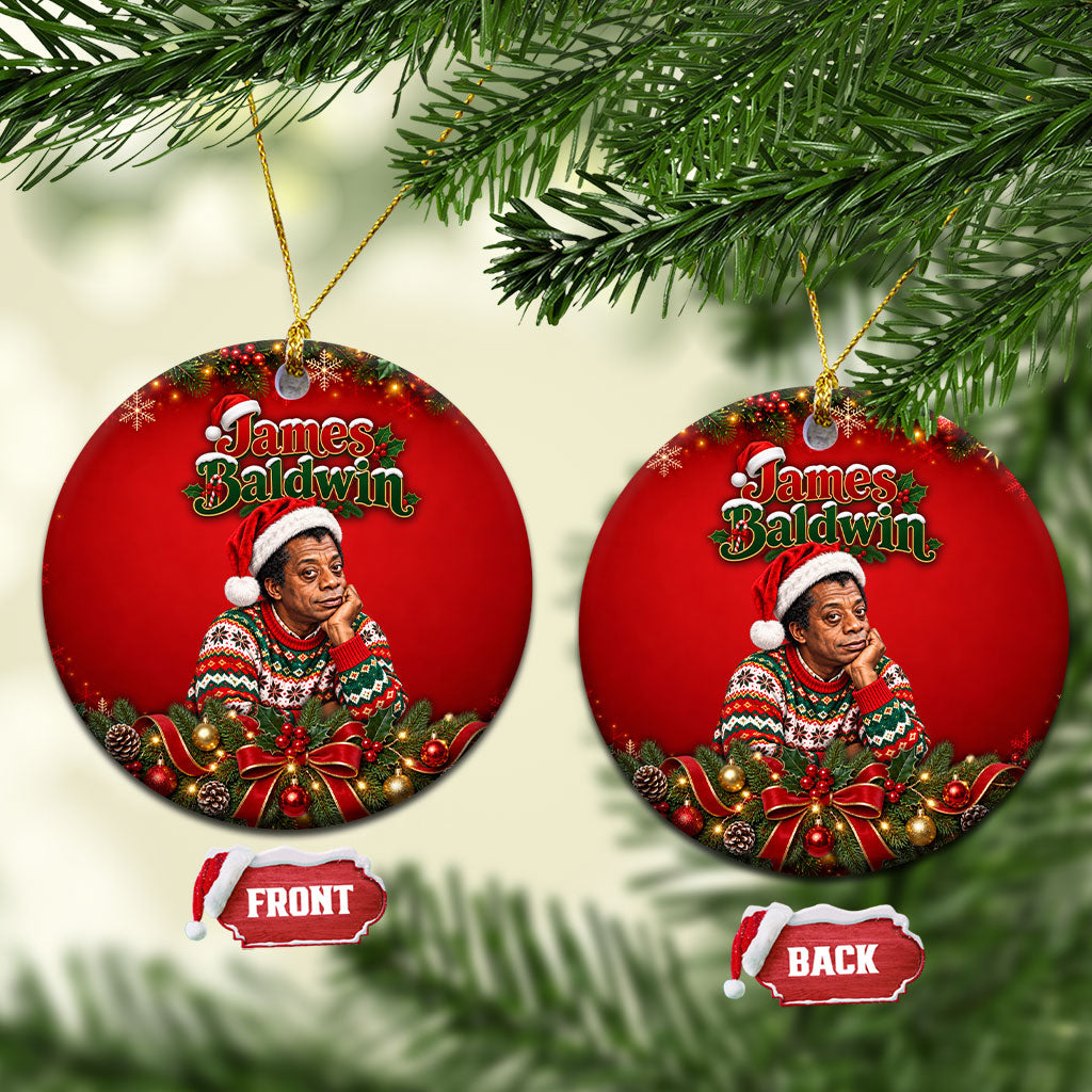 James Baldwin Christmas Ceramic Ornament Ugly Christmas Pattern Vintage Holiday