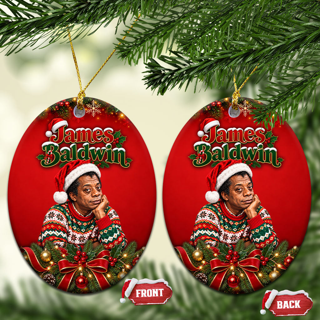 James Baldwin Christmas Ceramic Ornament Ugly Christmas Pattern Vintage Holiday