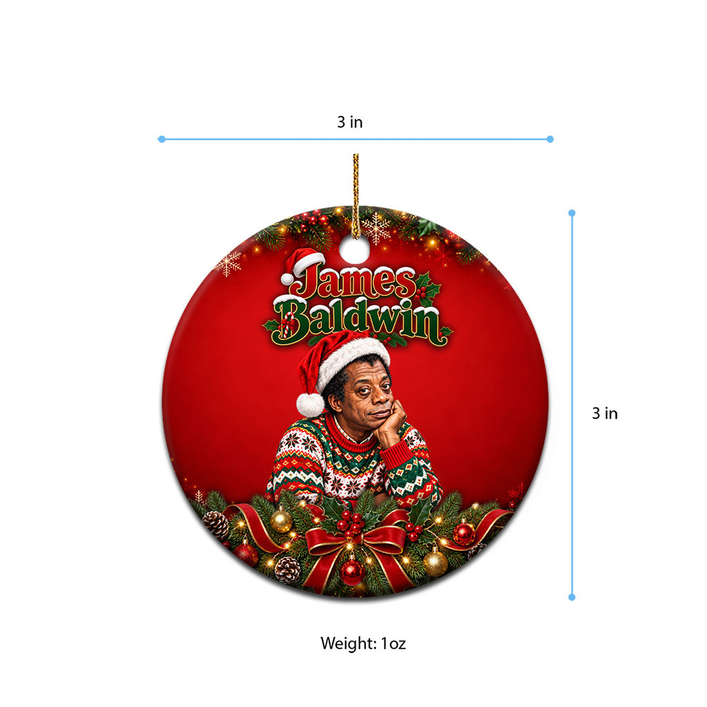 James Baldwin Christmas Ceramic Ornament Ugly Christmas Pattern Vintage Holiday
