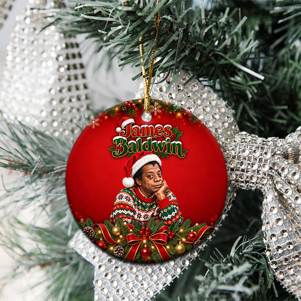 James Baldwin Christmas Ceramic Ornament Ugly Christmas Pattern Vintage Holiday