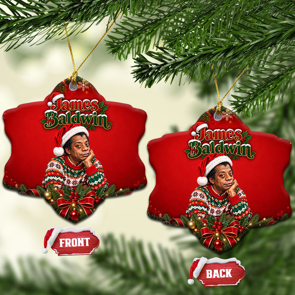 James Baldwin Christmas Ceramic Ornament Ugly Christmas Pattern Vintage Holiday