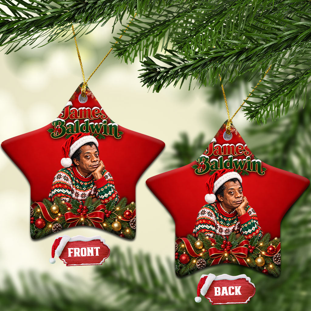 James Baldwin Christmas Ceramic Ornament Ugly Christmas Pattern Vintage Holiday