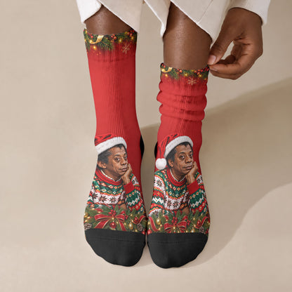 James Baldwin Christmas Crew Socks Ugly Christmas Pattern Vintage Holiday