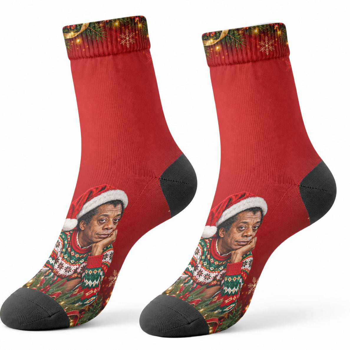 James Baldwin Christmas Crew Socks Ugly Christmas Pattern Vintage Holiday