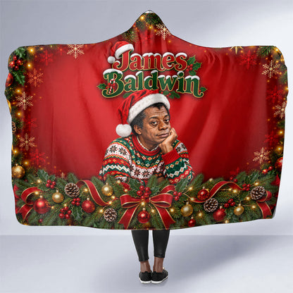 James Baldwin Christmas Hooded Blanket Ugly Christmas Pattern Vintage Holiday