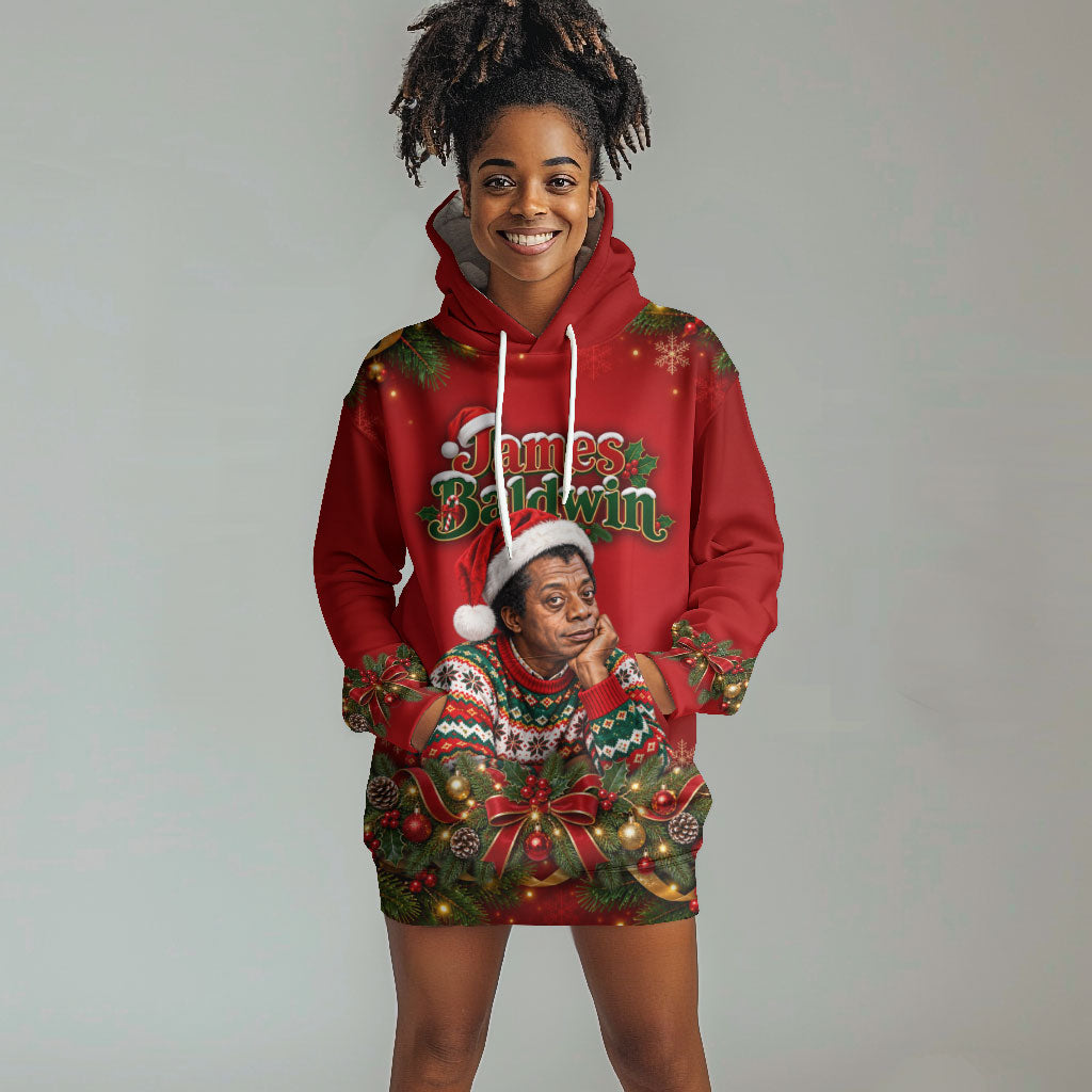 James Baldwin Christmas Hoodie Dress Ugly Christmas Pattern Vintage Holiday