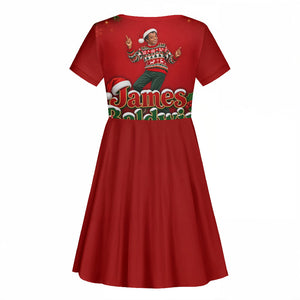 James Baldwin Christmas Kid Short Sleeve Dress Ugly Christmas Pattern Vintage Holiday