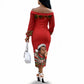James Baldwin Christmas Off The Shoulder Long Sleeve Dress Ugly Christmas Pattern Vintage Holiday