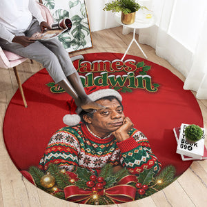 James Baldwin Christmas Round Carpet Ugly Christmas Pattern Vintage Holiday