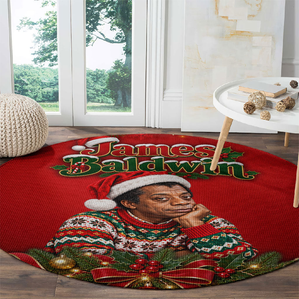 James Baldwin Christmas Round Carpet Ugly Christmas Pattern Vintage Holiday