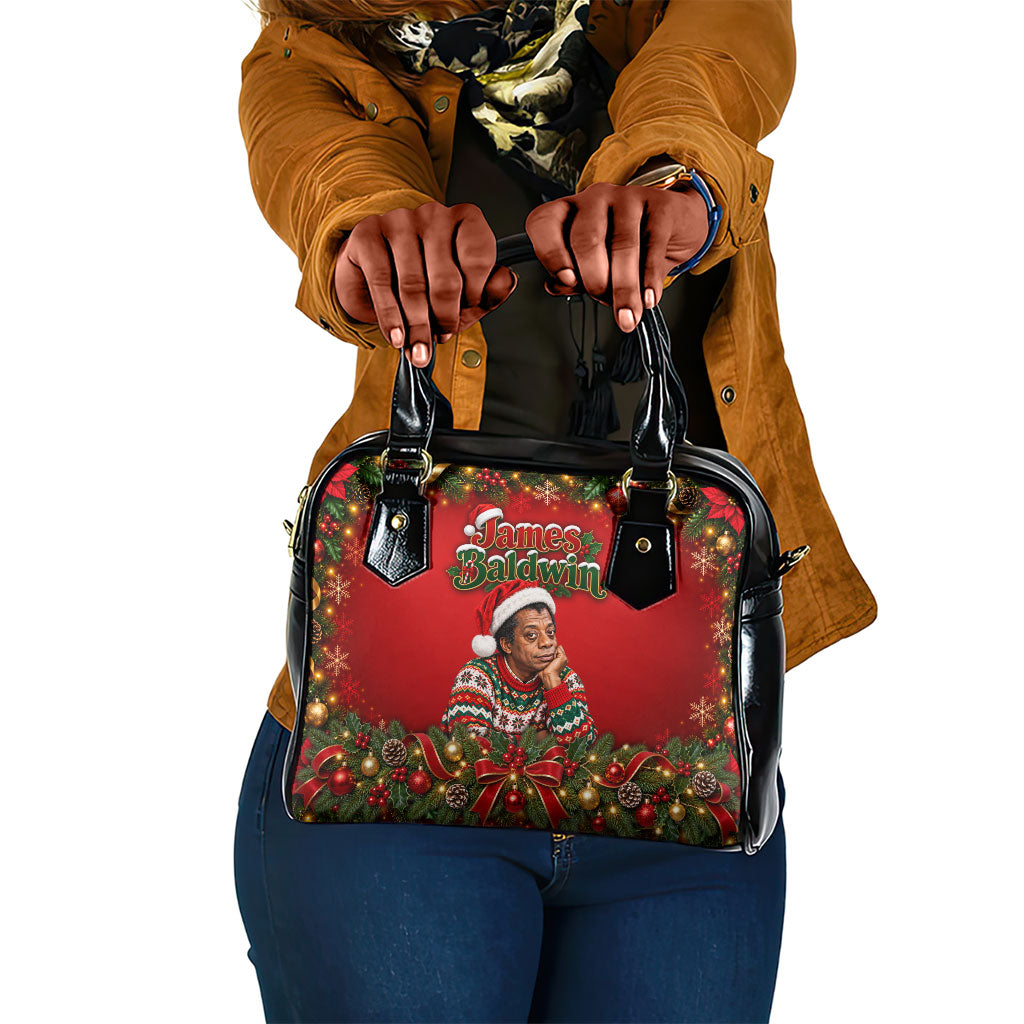 James Baldwin Christmas Shoulder Handbag Ugly Christmas Pattern Vintage Holiday