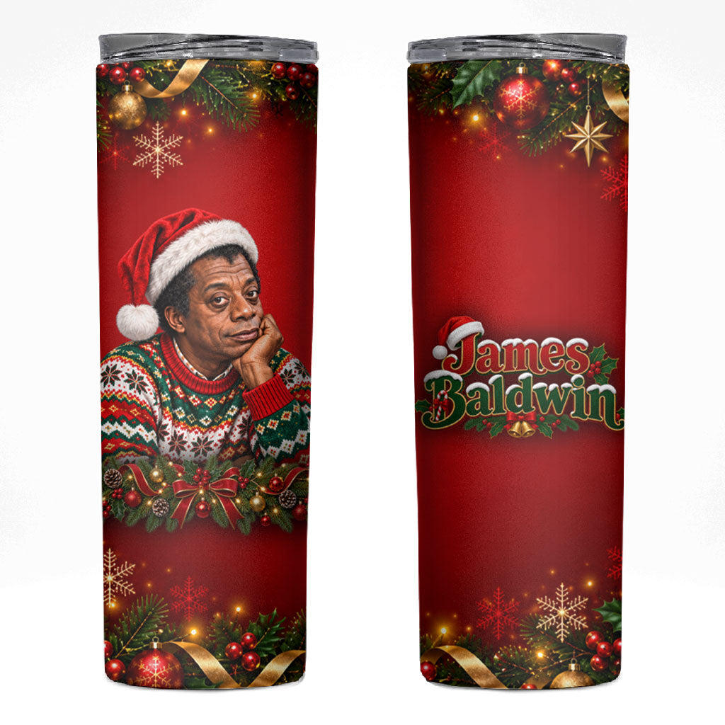 James Baldwin Christmas Skinny Tumbler Ugly Christmas Pattern Vintage Holiday