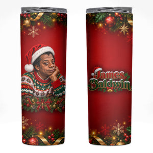 James Baldwin Christmas Skinny Tumbler Ugly Christmas Pattern Vintage Holiday