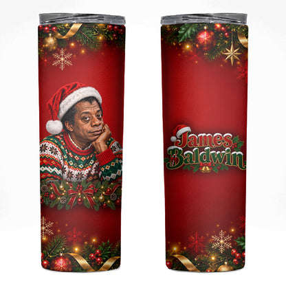 James Baldwin Christmas Skinny Tumbler Ugly Christmas Pattern Vintage Holiday
