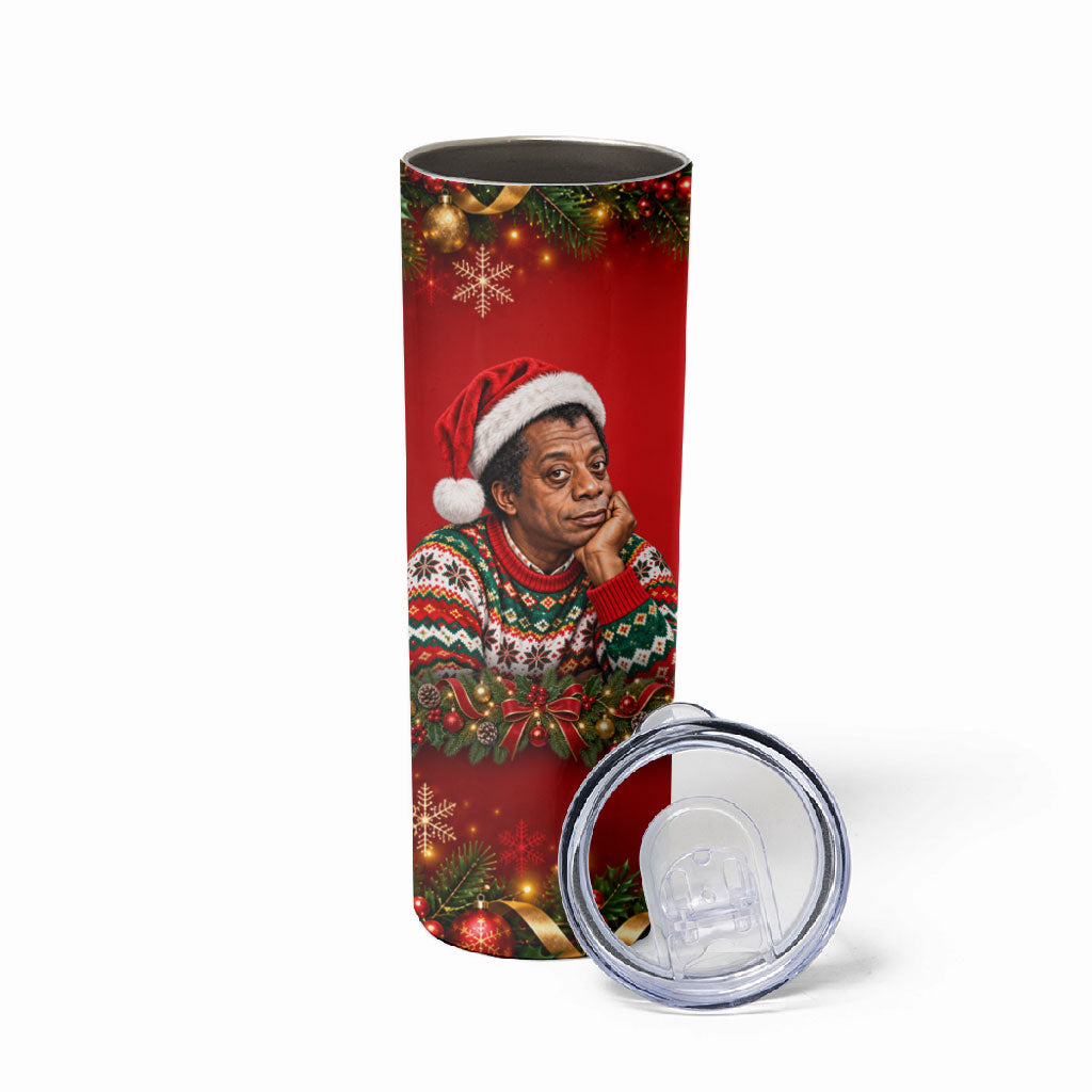 James Baldwin Christmas Skinny Tumbler Ugly Christmas Pattern Vintage Holiday